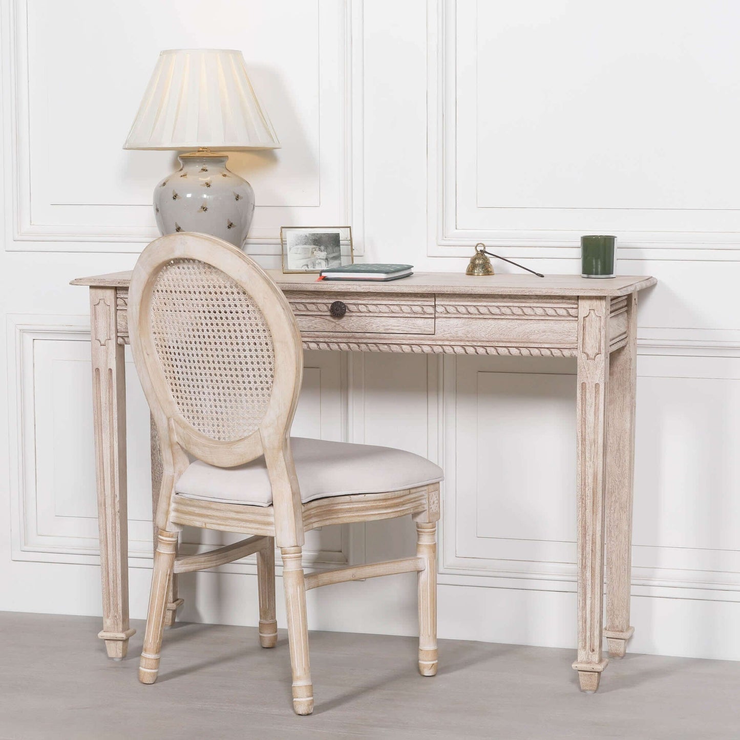 Acacia Wooden Table with Drawer and Intricate Carvings