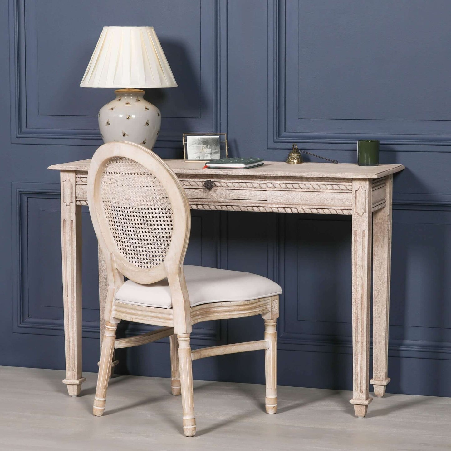 Acacia Wooden Table with Drawer and Intricate Carvings