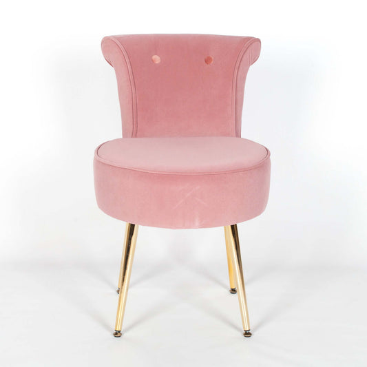Velvet Pink Dressing Room Chair with Gold Legs
