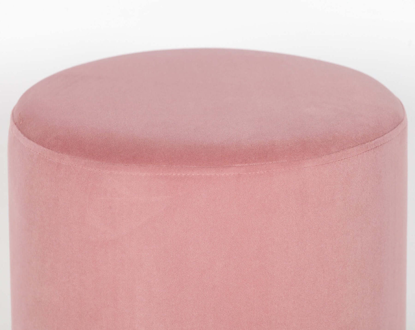 Pink Velvet Round Stool Pouffe With Gold Trim