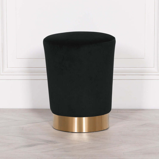 Black Velvet Round Stool