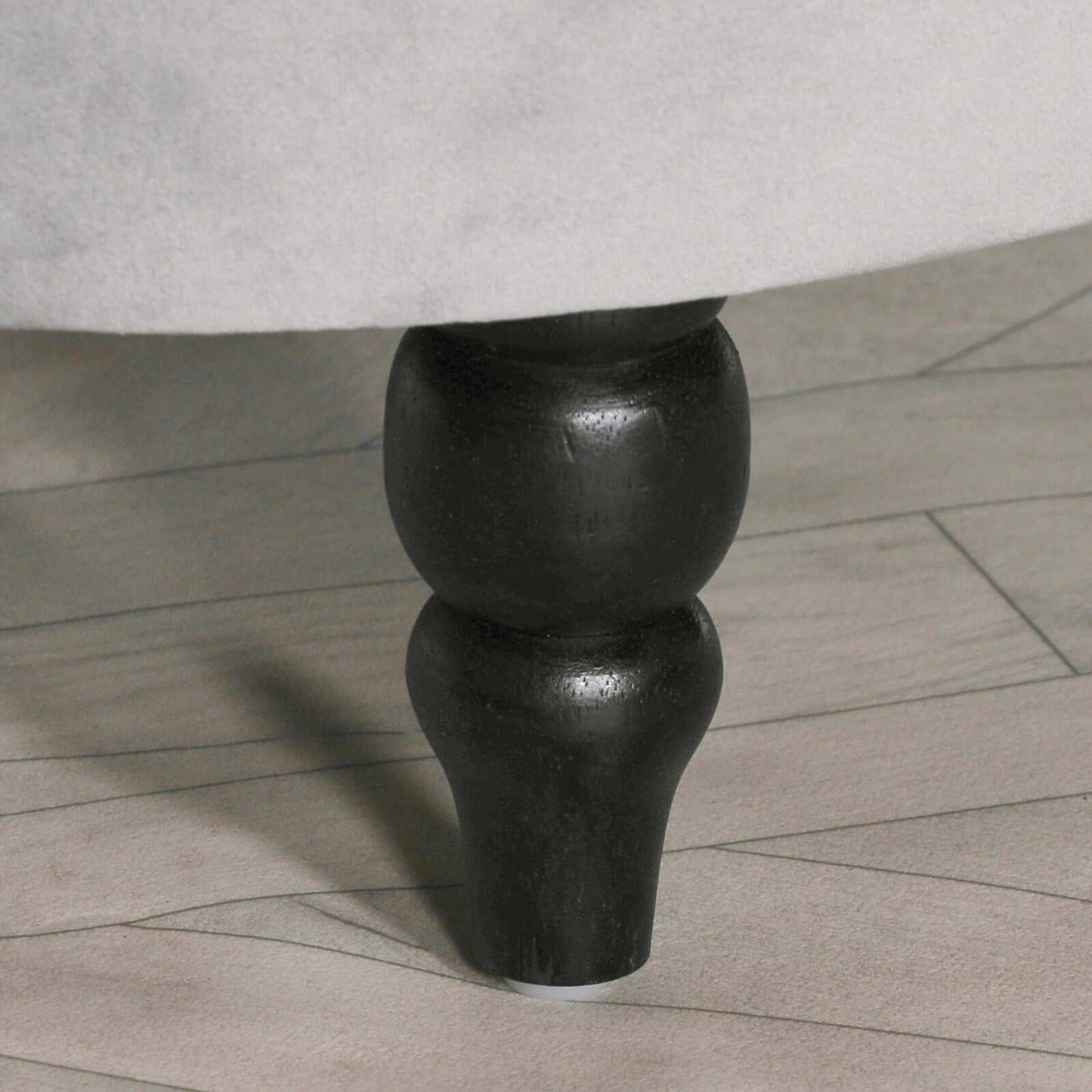Grey Velvet Button Ottoman Bench Black Legs