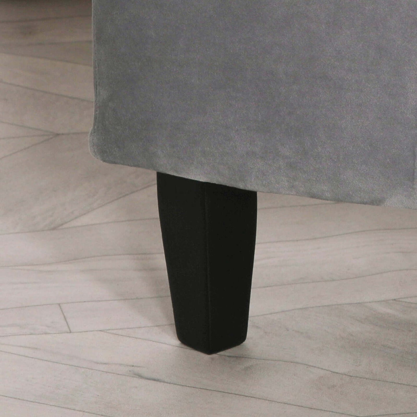 Grey Velvet Storage Bench Ottoman With Black Legs