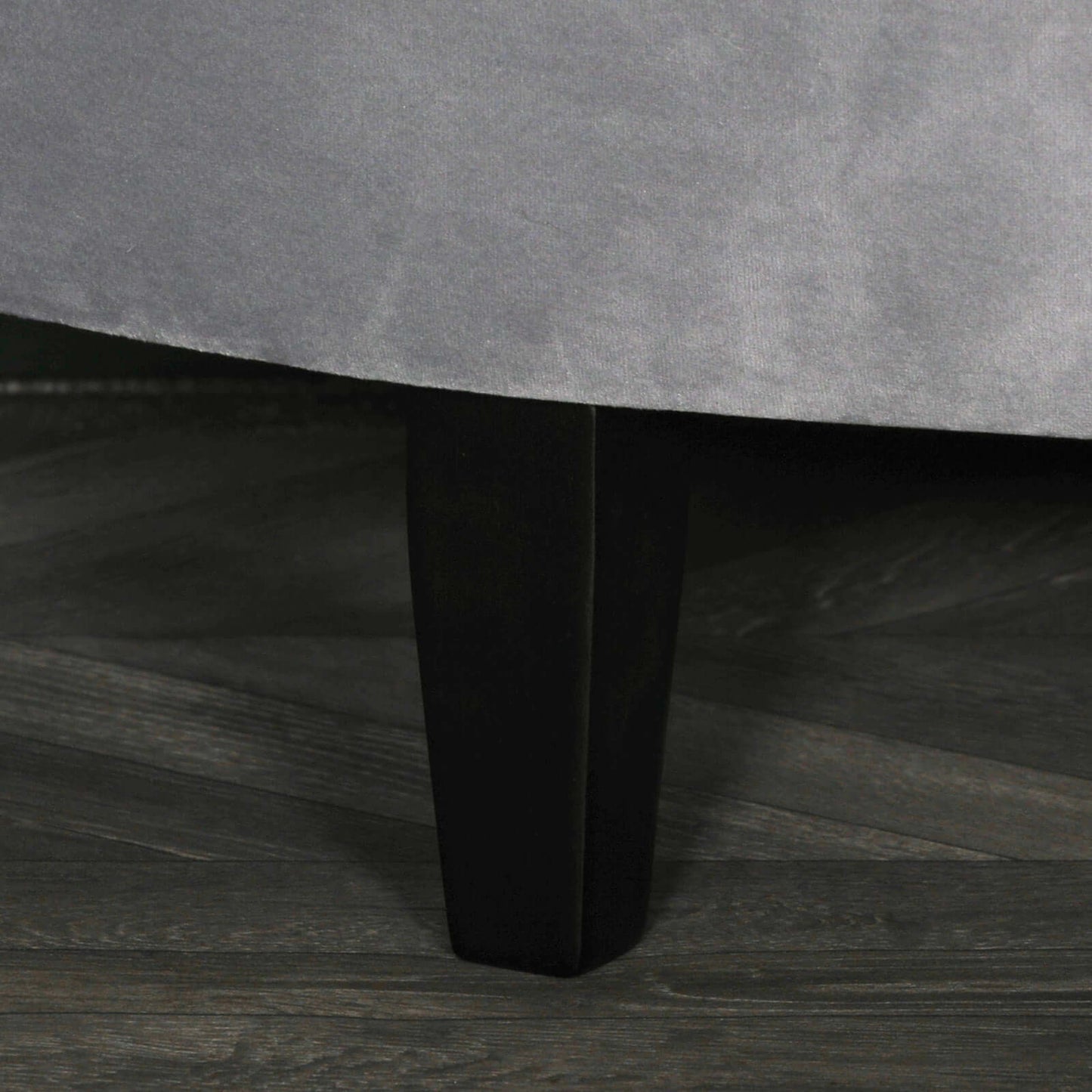 Grey Velvet Storage Bench Ottoman With Black Legs