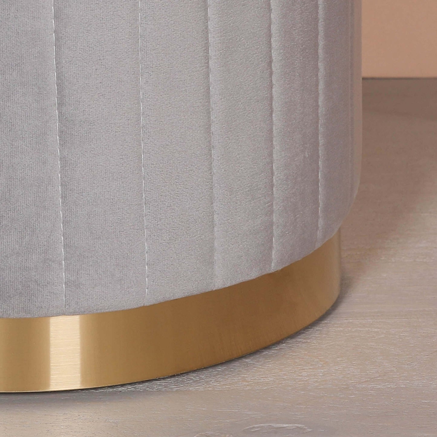 Grey Velvet Round Stool