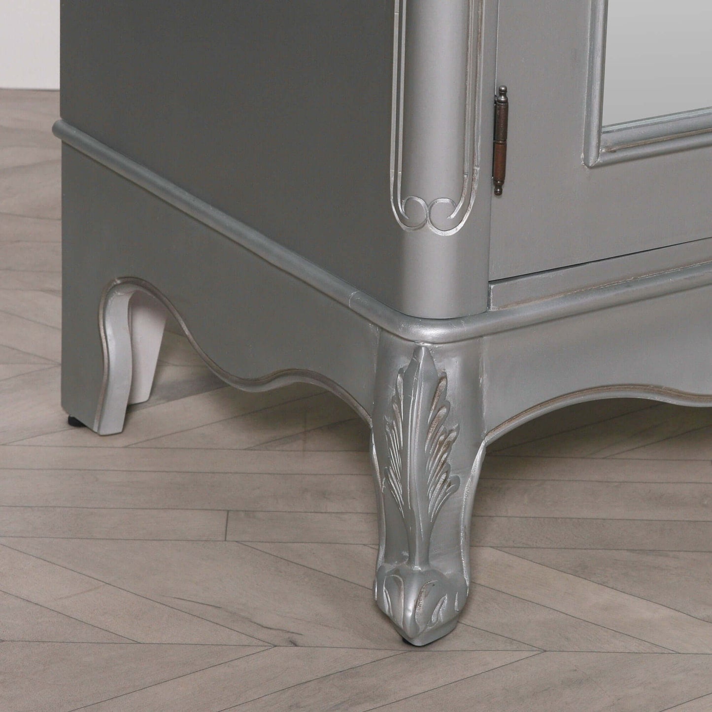 Silver Carved Double Full Mirrored Armoire French Style