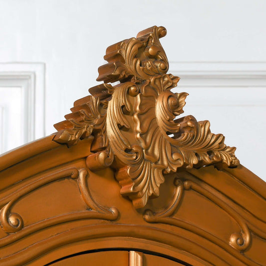 French Style Gold Carved Double Full Mirrored Armoire