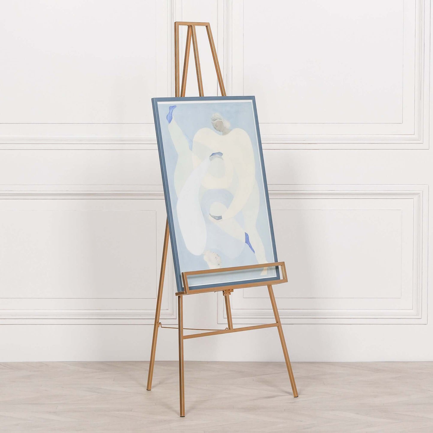 Contemporary Gold Metal Easel with Adjustable Shelf
