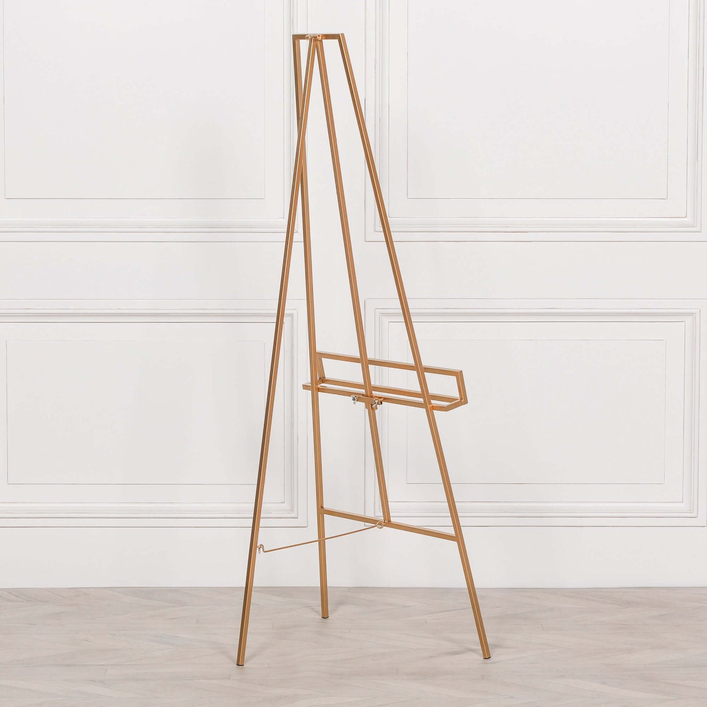 Contemporary Gold Metal Easel with Adjustable Shelf