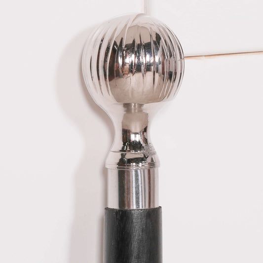 Victorian Style Nickel Plated Clover Black Wooden Walking Stick