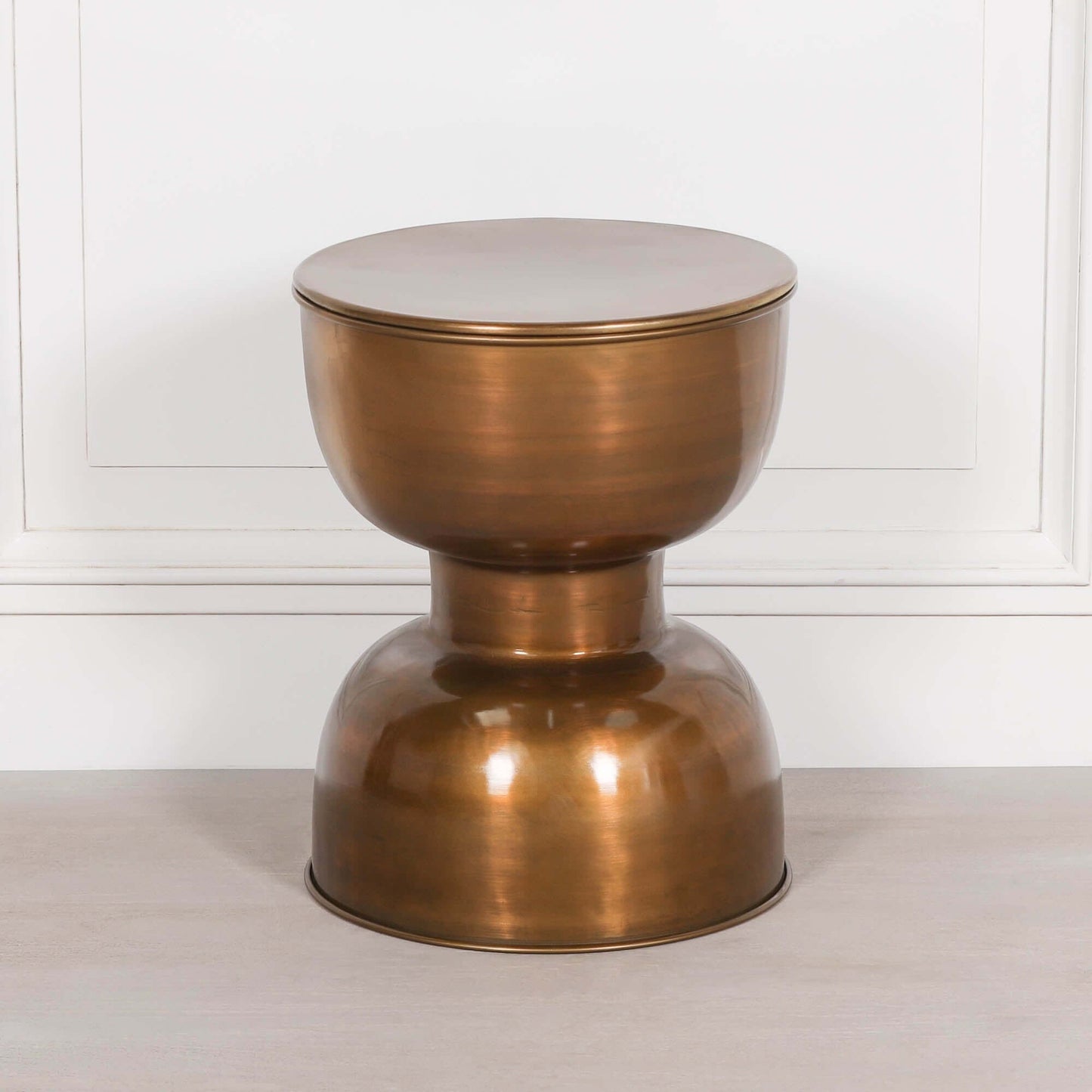 Antique Brass Style Hour Glass Style Side Table