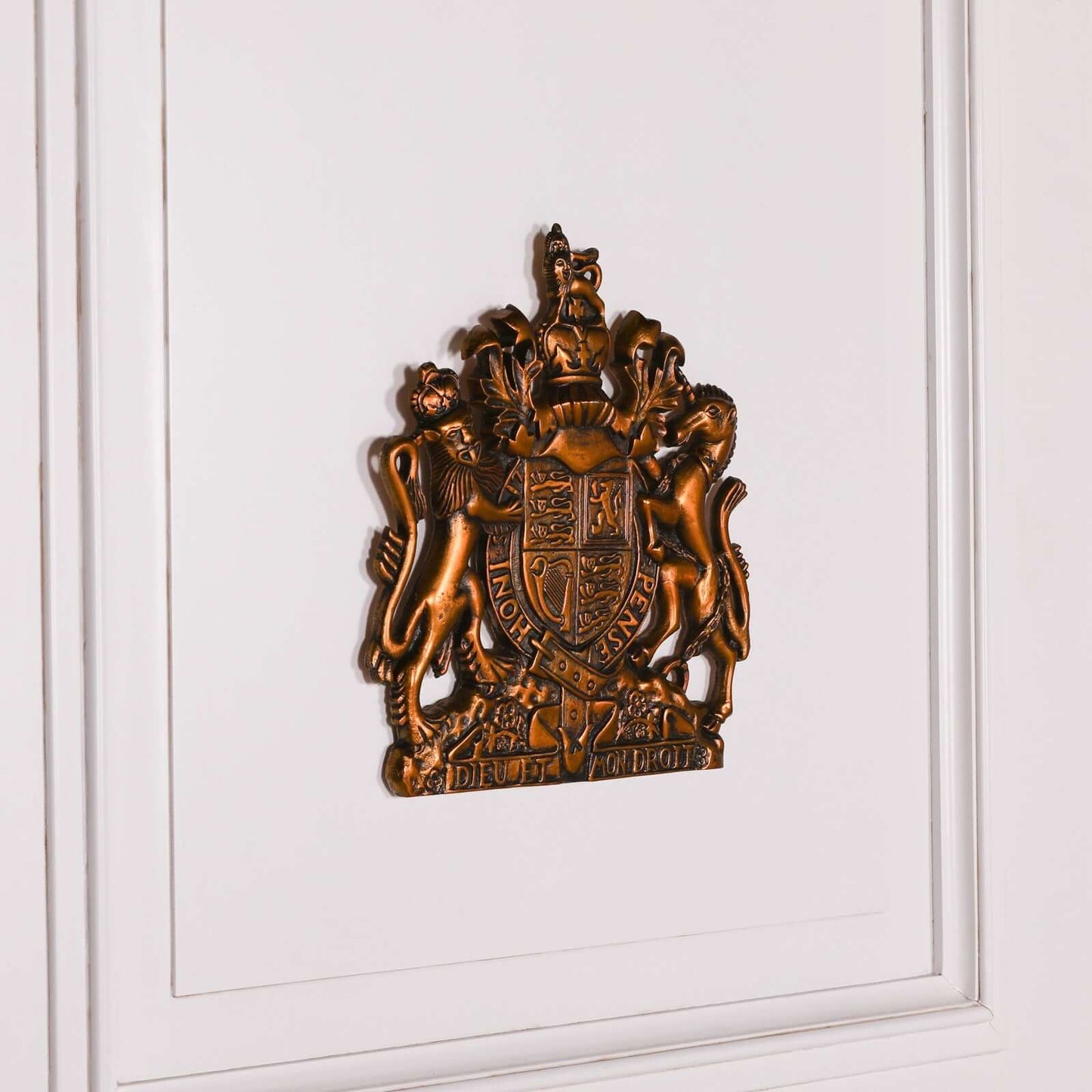 Vintage Gold Cast Metal Coat of Arms 37cm