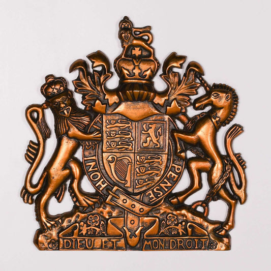 Vintage Gold Cast Metal Coat of Arms 37cm