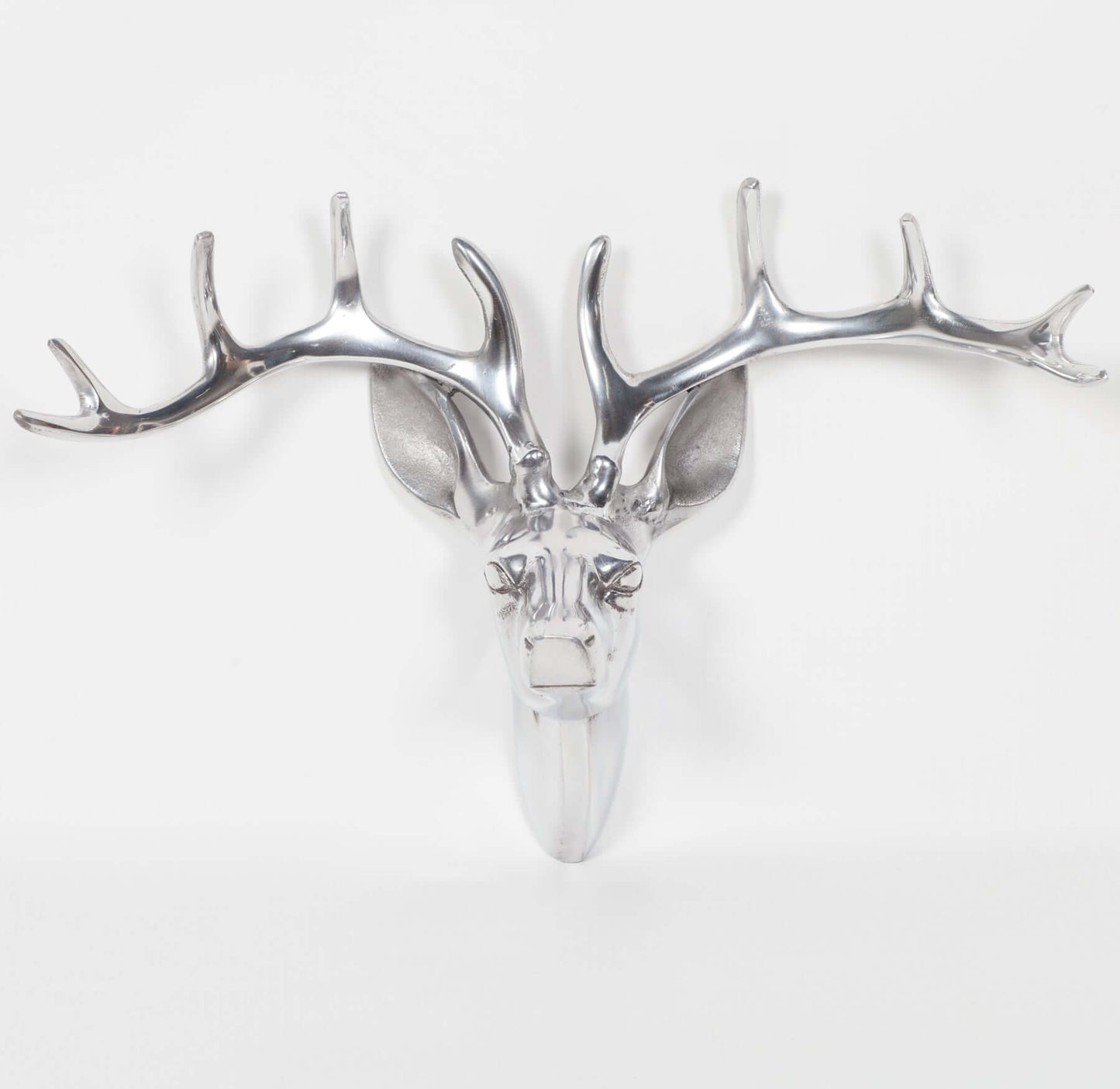 Aluminium Silver Wall Mounted Stag Head
