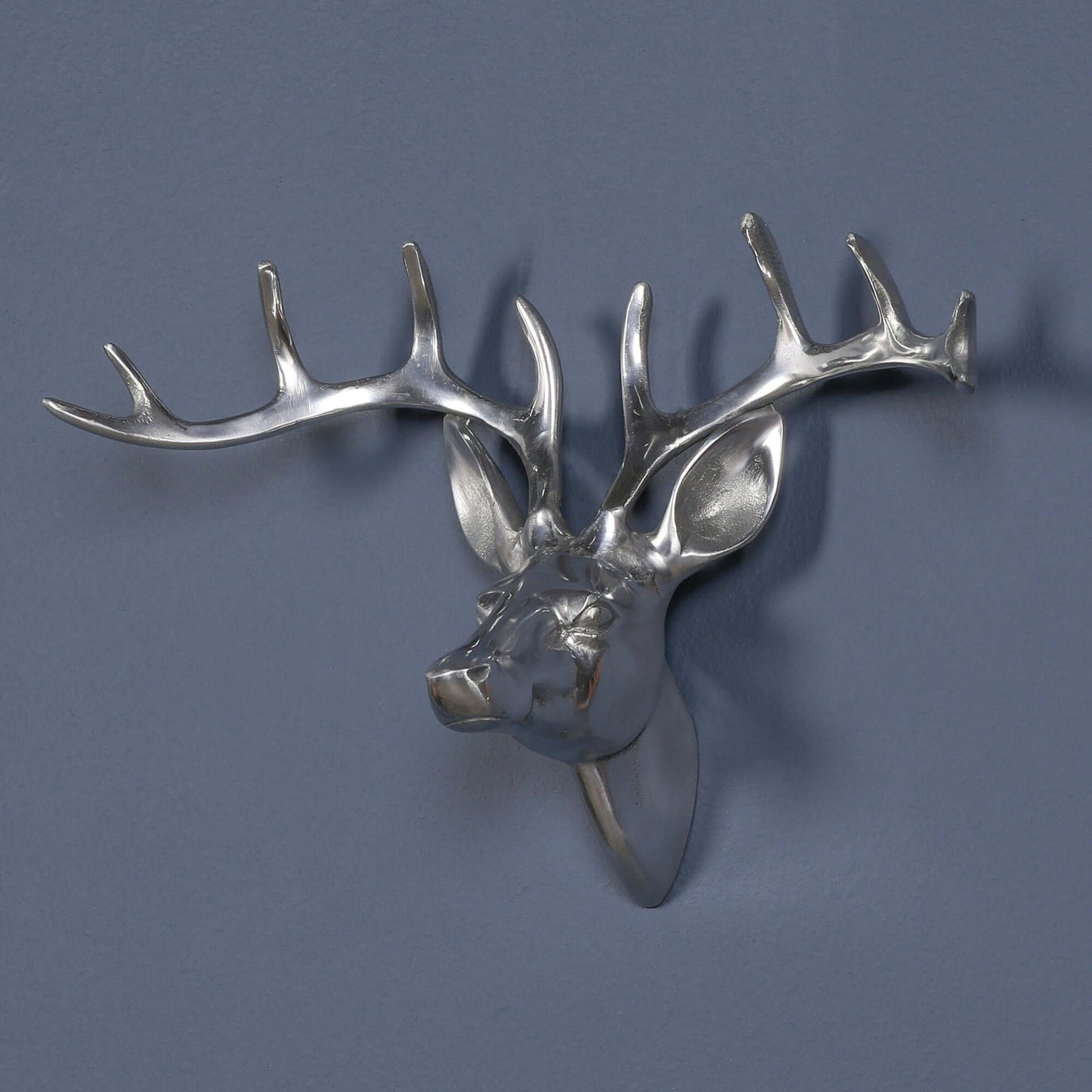 Aluminium Silver Wall Mounted Stag Head