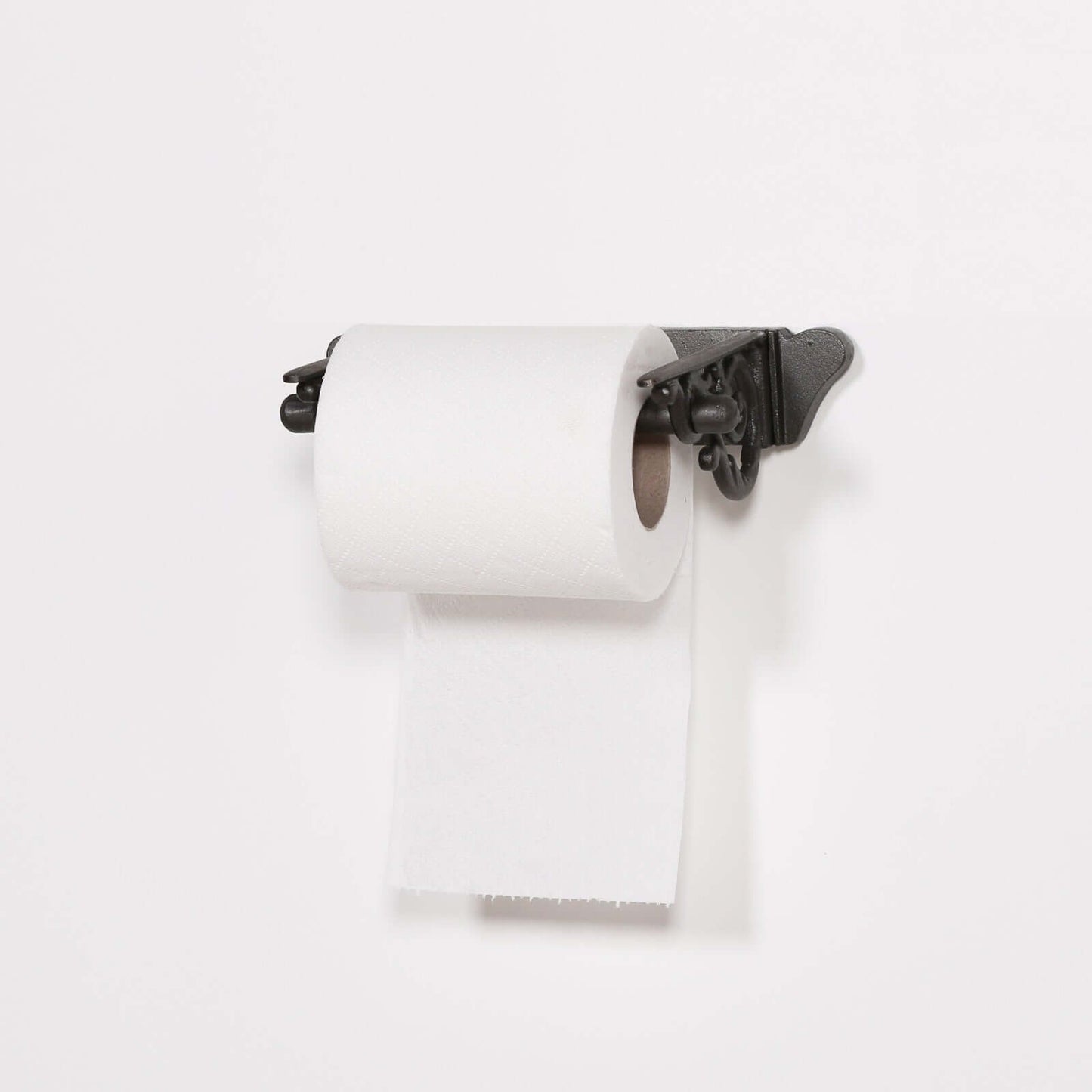 Black Cast Iron Scroll Toilet Roll Holder