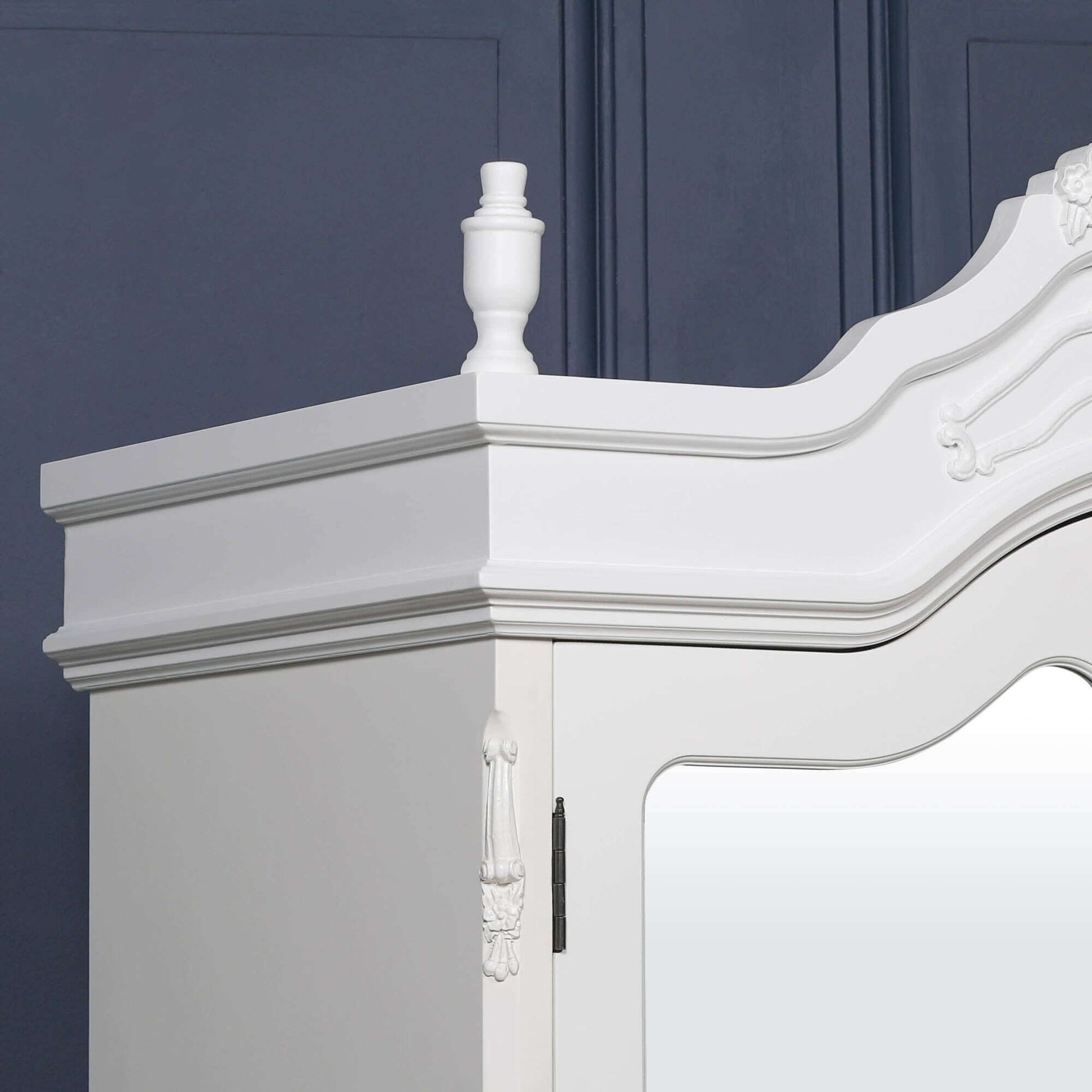 French White Double Mirrored Door Armoire