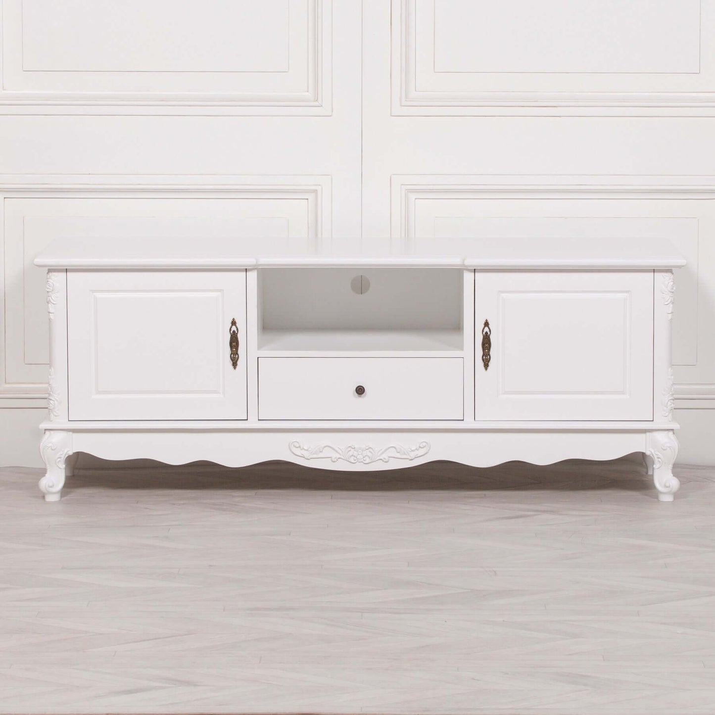 French White Large Cabinet TV Unit