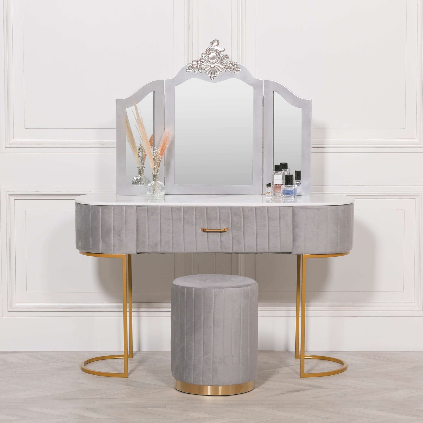 French Antique Silver Vanity Mirror