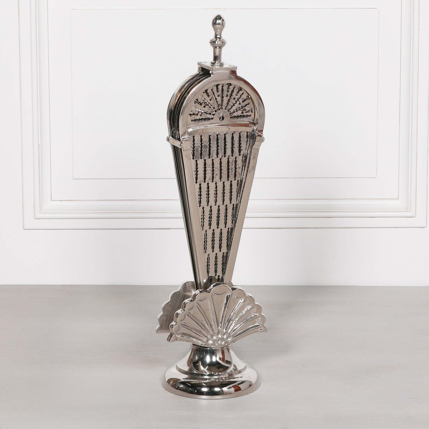 Seashell Fire Screen – Chrome Finish with Folding Design