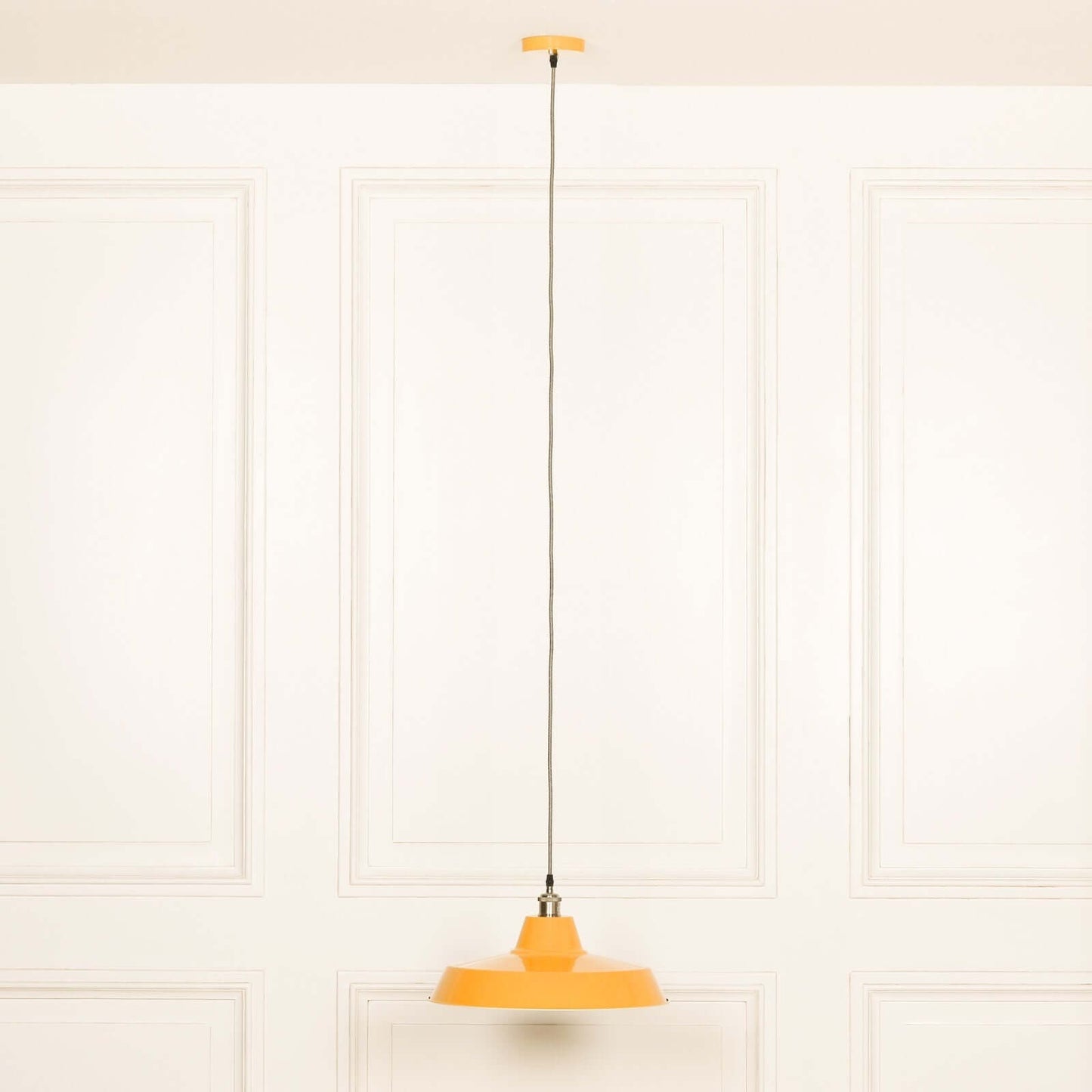 Factory Style Mustard Yellow Enamel Painted 46cm Pendant Light