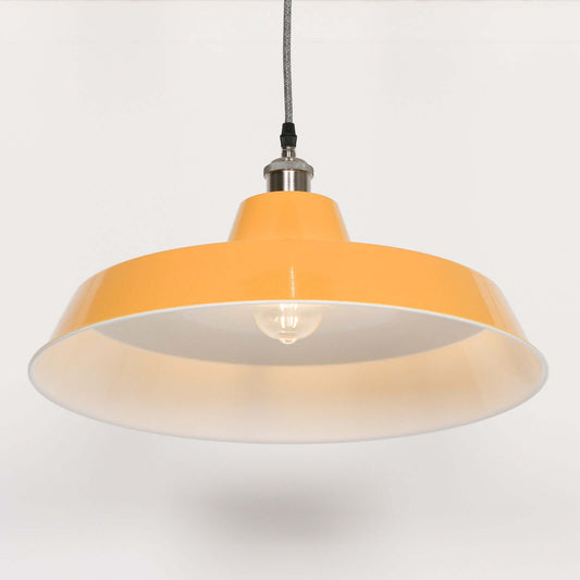 Factory Style Mustard Yellow Enamel Painted 46cm Pendant Light