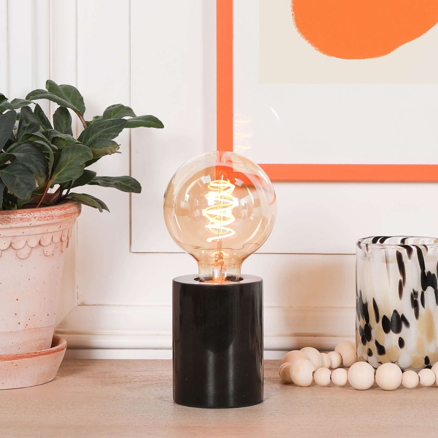 Industrial Style Table Lamp with Black Marble Base