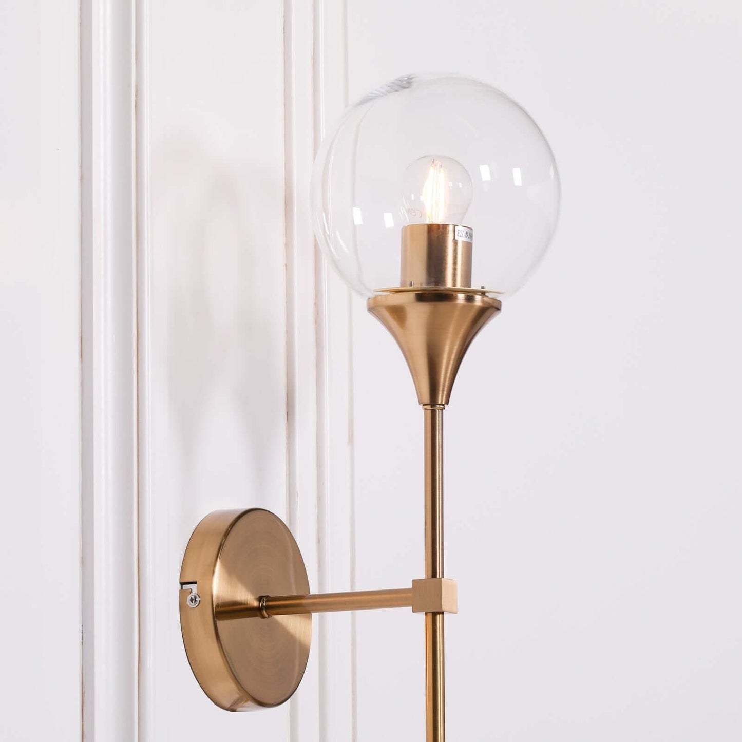 Gold Satin Finish Clear Glass Sconce Wall Light Art Deco