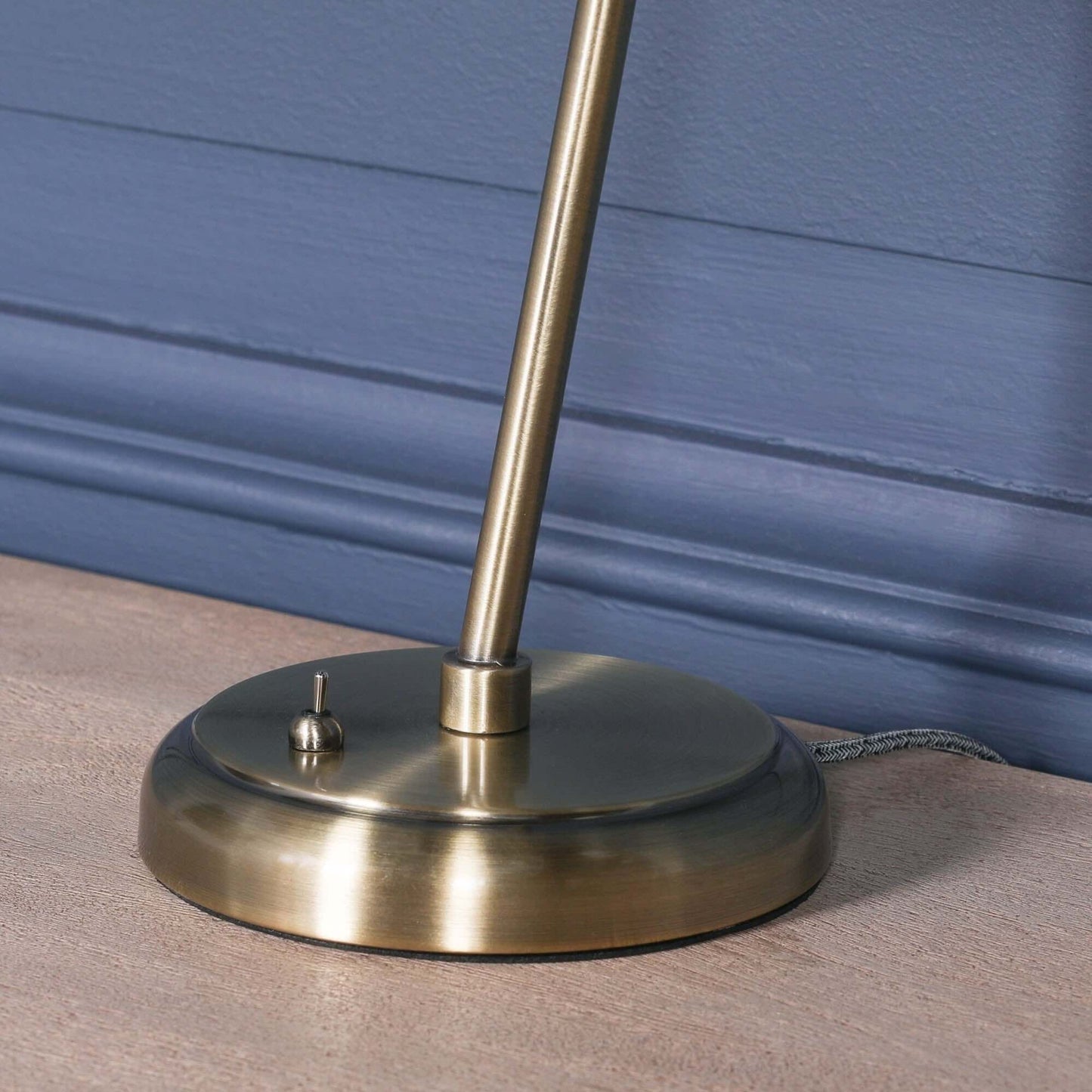 Industrial Satin Brass Table Lamp with Metal Shade