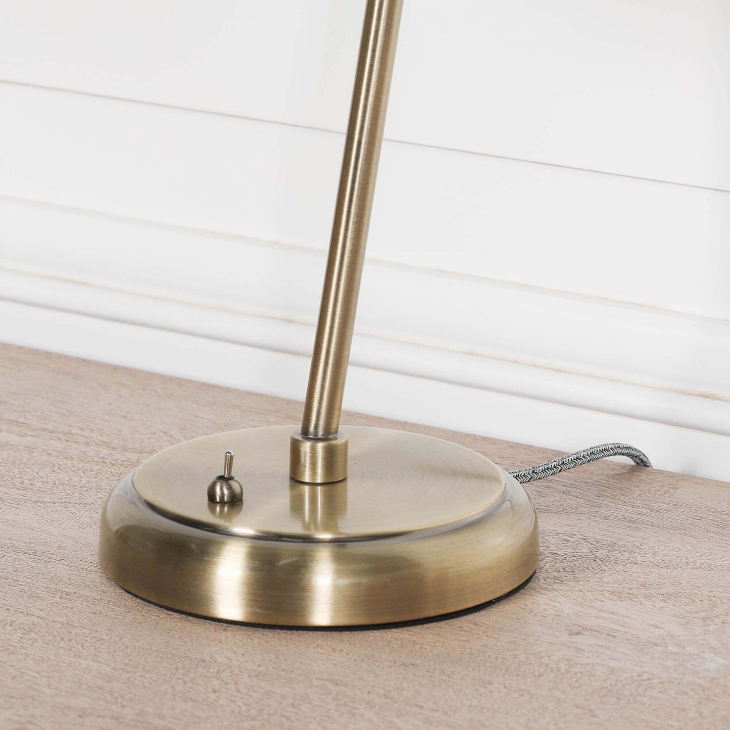 Industrial Satin Brass Table Lamp with Metal Shade