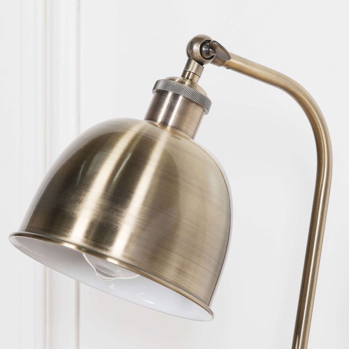 Industrial Satin Brass Table Lamp with Metal Shade