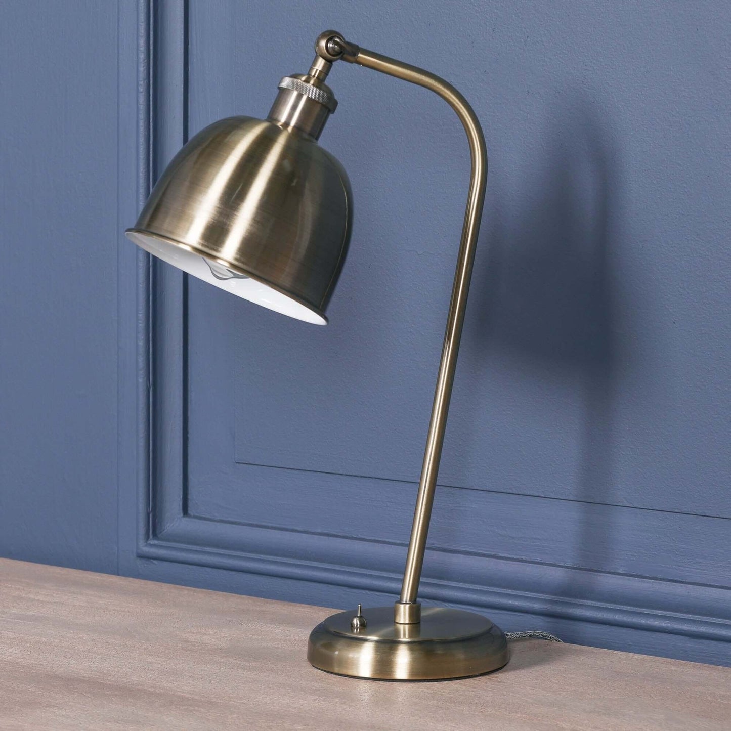 Industrial Satin Brass Table Lamp with Metal Shade