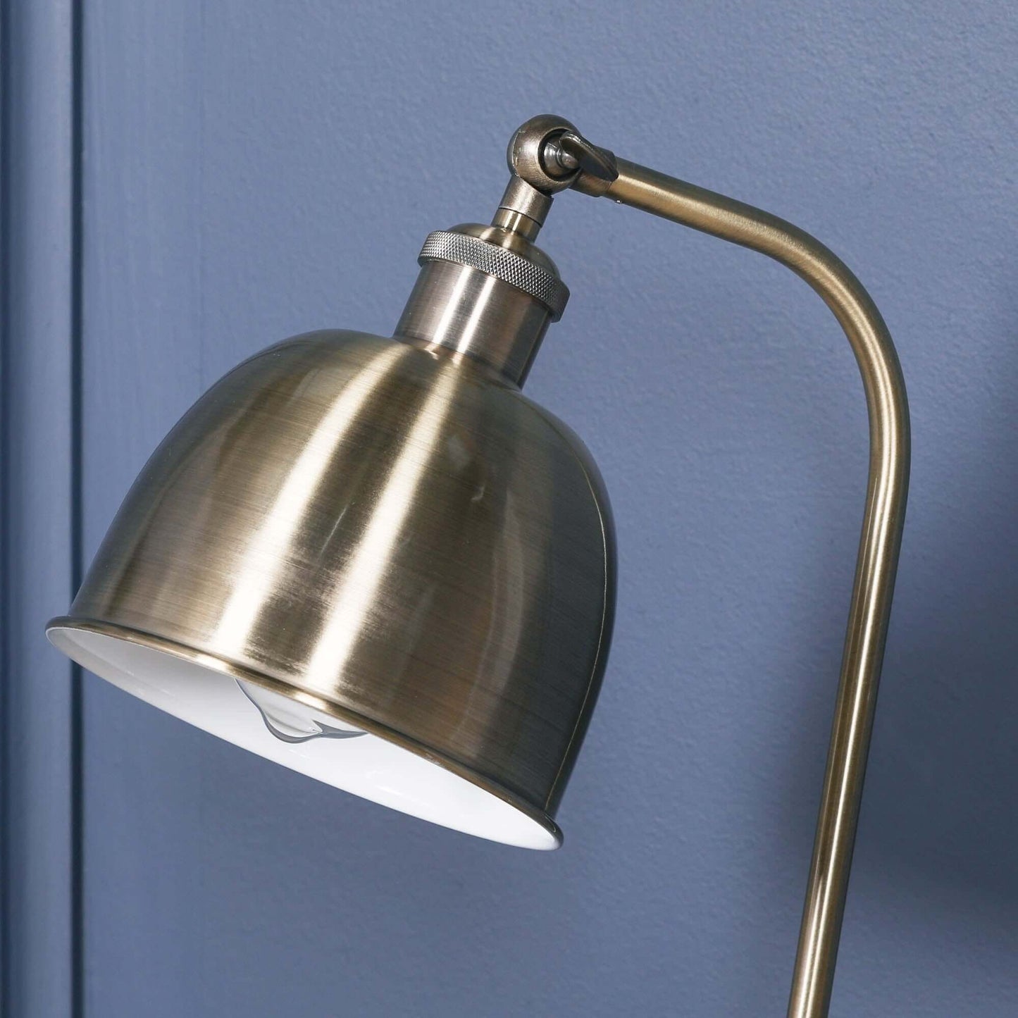Industrial Satin Brass Table Lamp with Metal Shade