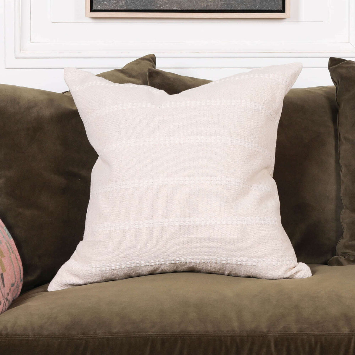 Cotton Stripe Stitching Cushion Cover 55cm