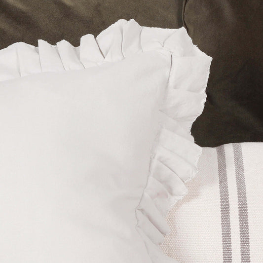 Silver Birch Grey Pink Cotton Frill 45cm Cushion Cover