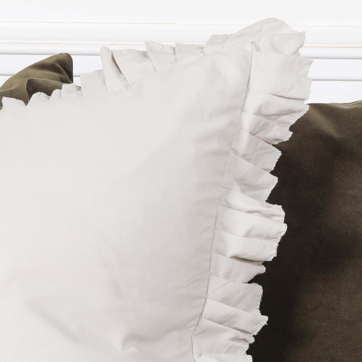 Silver Birch Grey Frill 55cm Cushion Cover