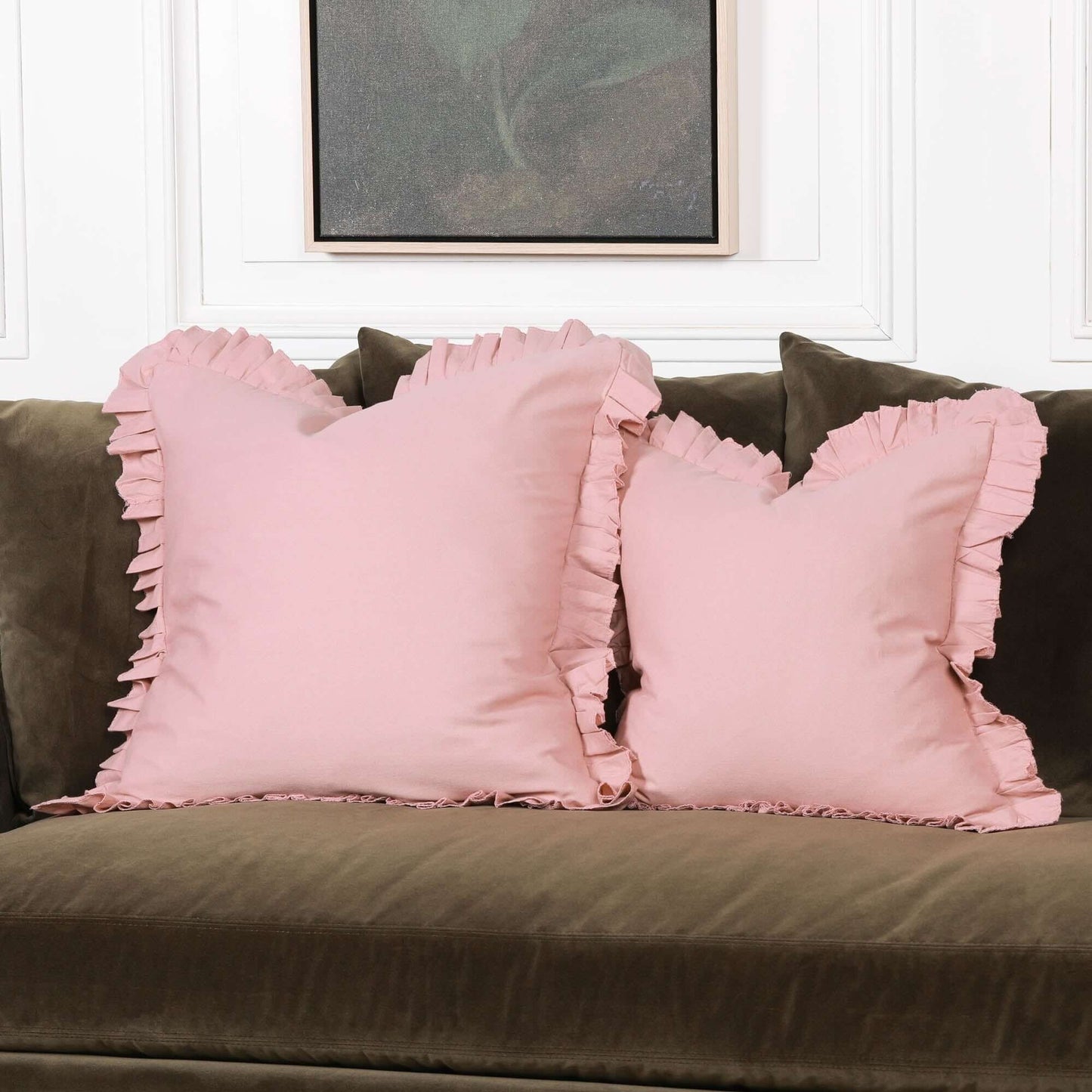 Wild Rose Pink Cotton Frill 45cm Cushion Cover