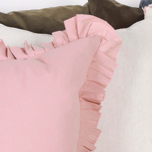 Wild Rose Pink Cotton Frill 55cm Cushion Cover