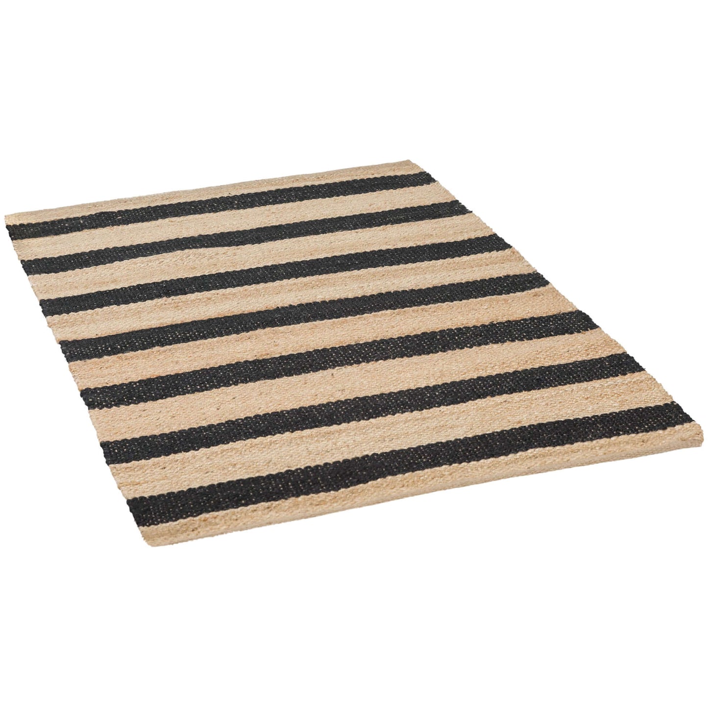 Jute Black Stripe Rug 170x120cm