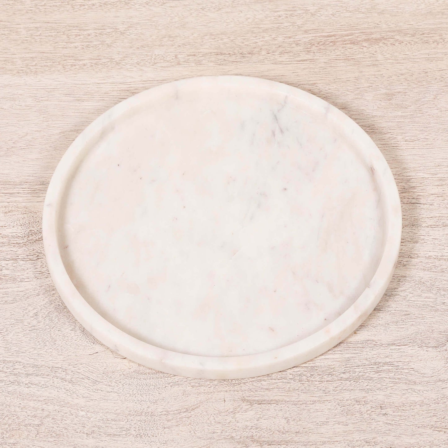 Round 30cm Natural White Marble Tray