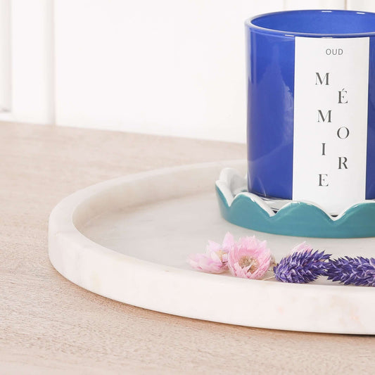 Round 30cm Natural White Marble Tray