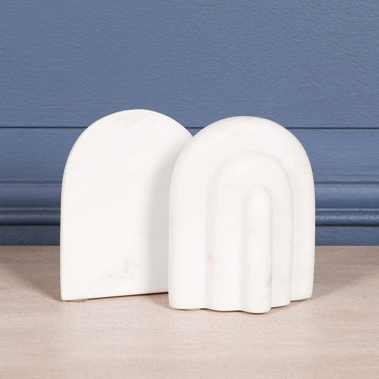 Natural White Marble Bookends