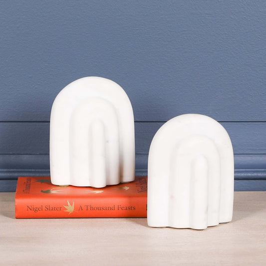 Natural White Marble Bookends