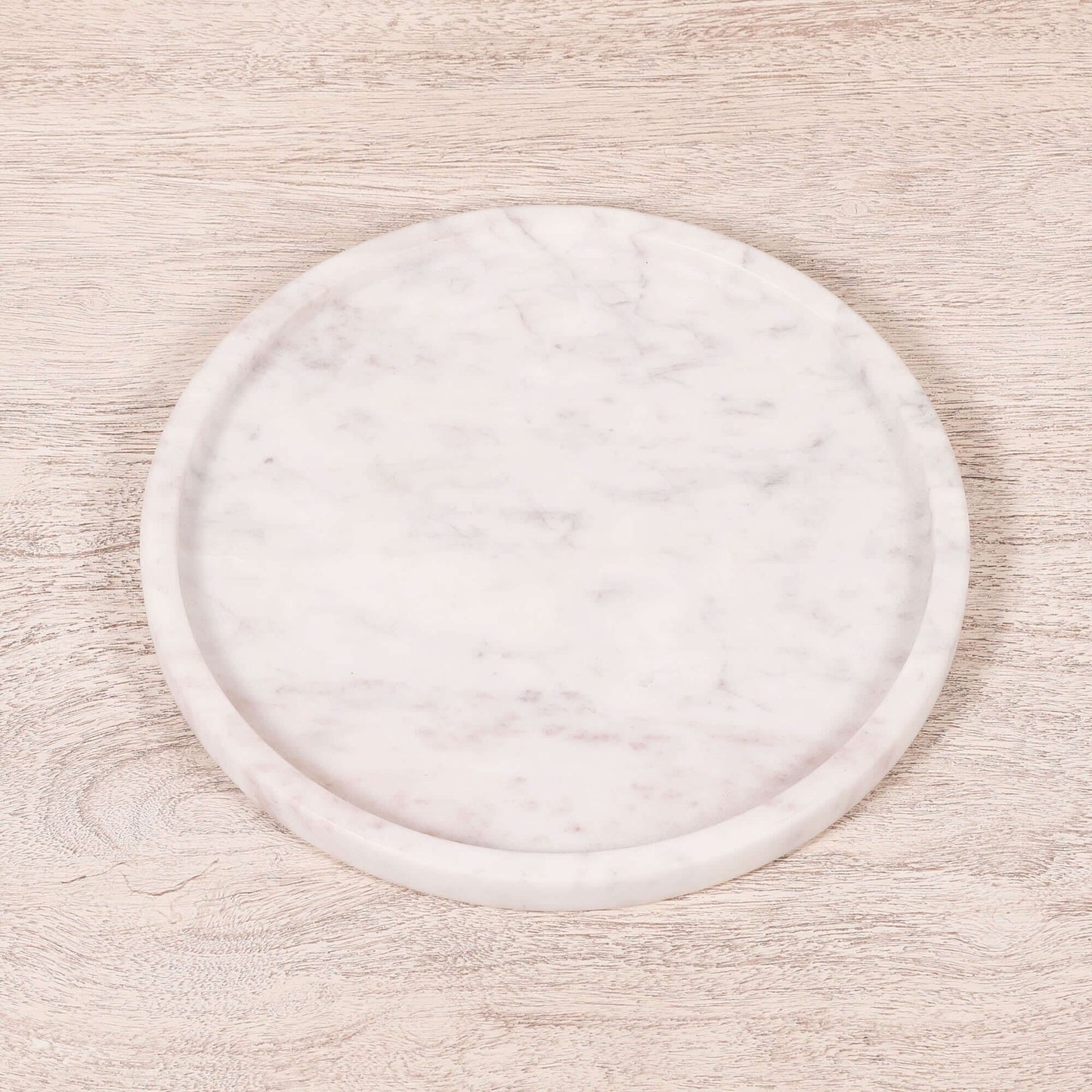 Round 25cm Natural Veined Marble Tray