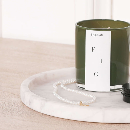 Round 25cm Natural Veined Marble Tray