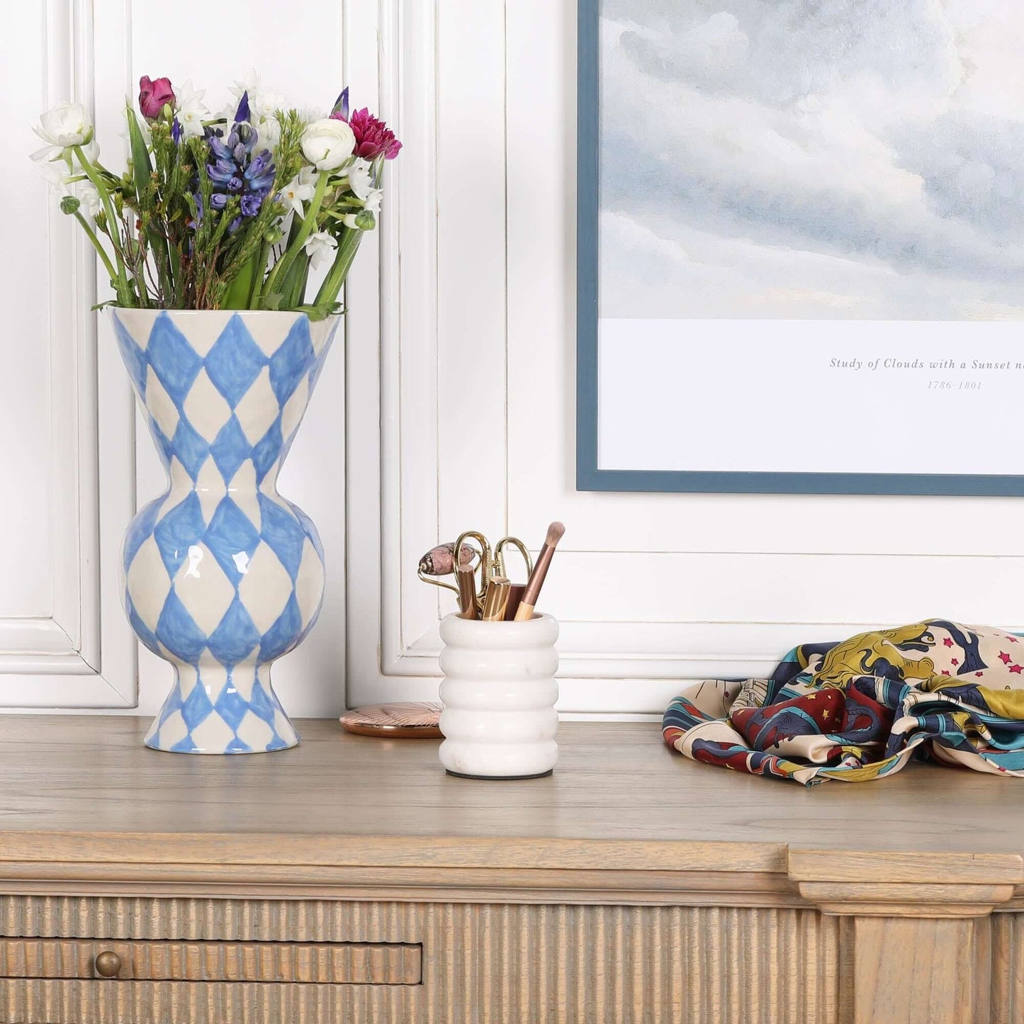 Natural White Marble Beehive Storage Holder