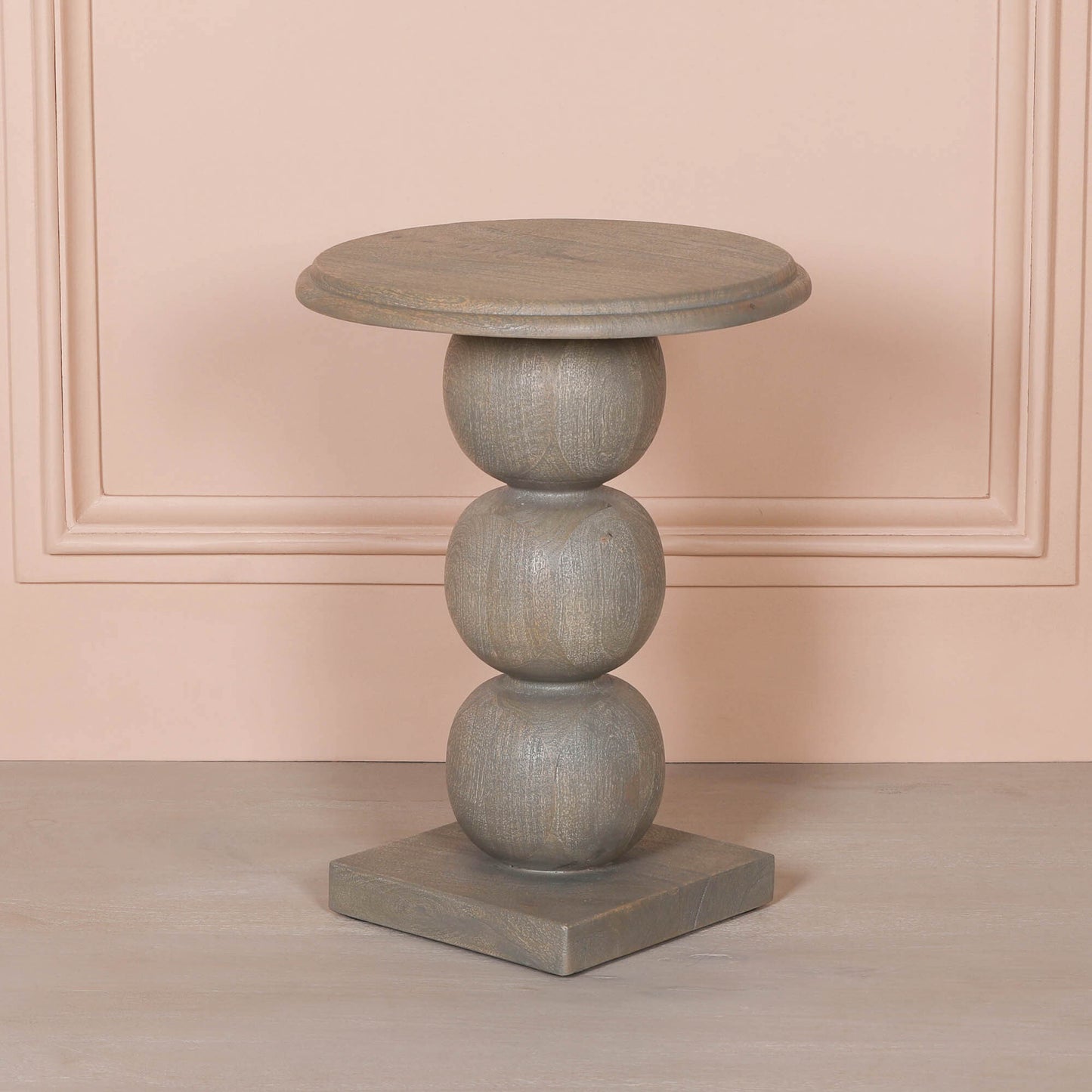 Rustic Wooden Stacked Ball Side Occasional Table