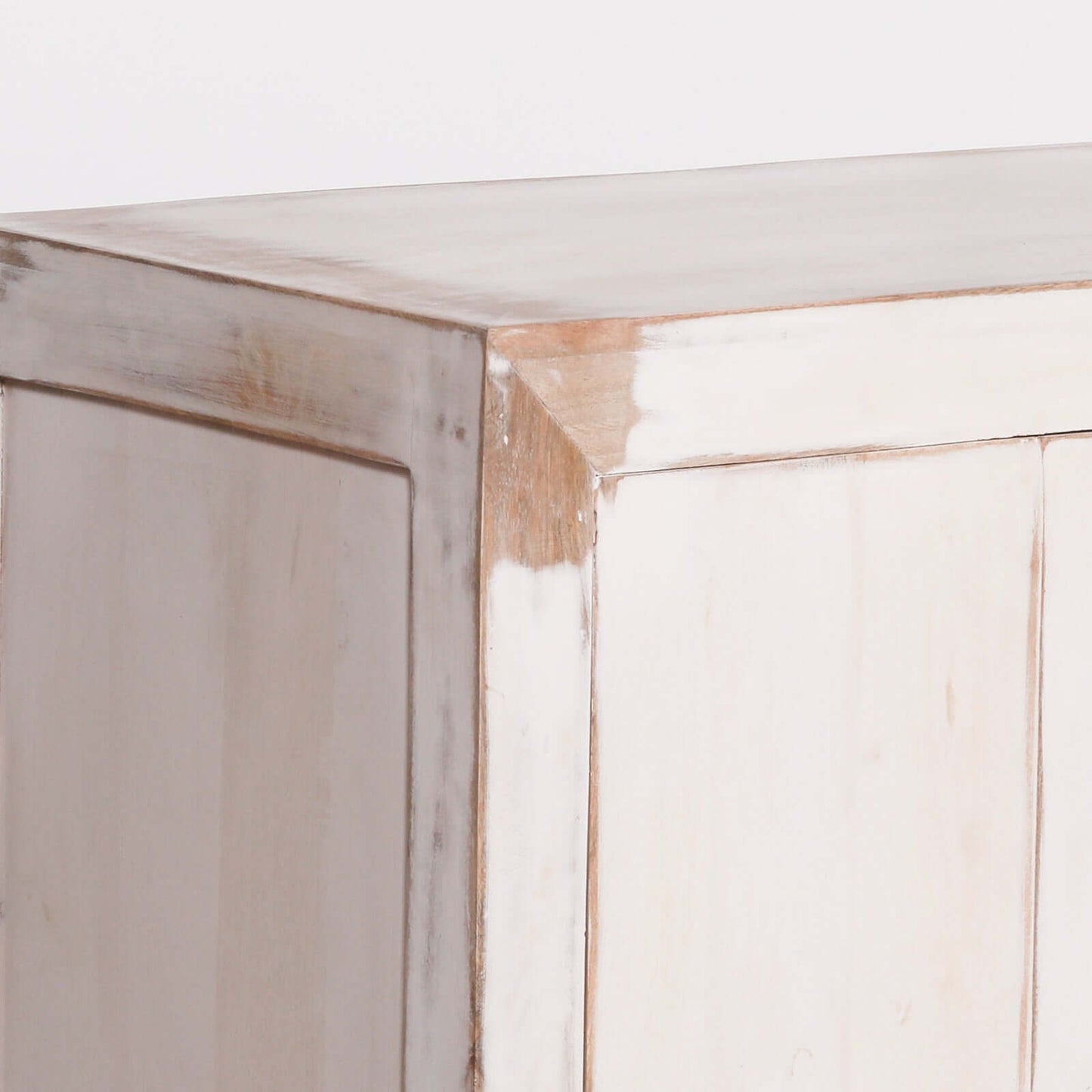 White Distressed Sideboard Mango Wood Oriental Style