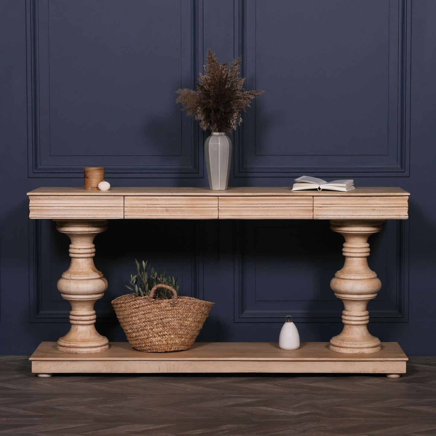 Wooden Mango Console Table with Drawers 180cm