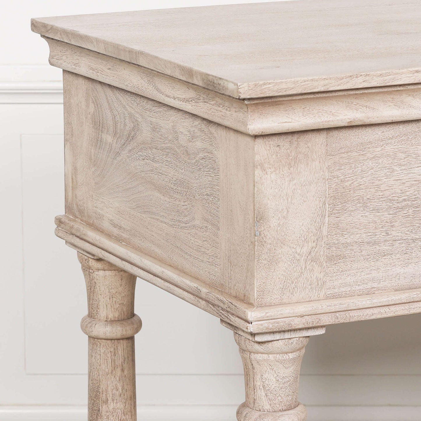 Acacia Wooden Console Table with Drawer, Shelf & Vintage Brass Handles